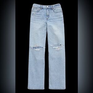 American Eagle Outfitters Distressed Light Blue Straight Jeans